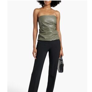 Ruched tube top helmet lang olive green